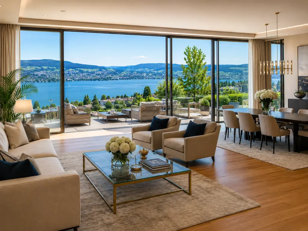 Premium rental interior in Switzerland illustrating the luxury rental market for internationally mobile