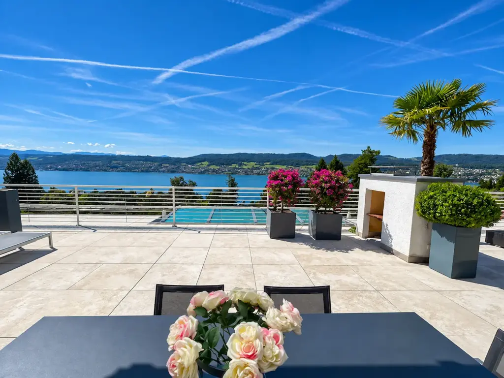 Luxury terrace apartment Zurich Gold Coast with panoramic terrace and Lake Zurich views